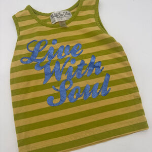 MATILDA JANE “Live With Soul” Green Yellow Striped Tank Top 2T